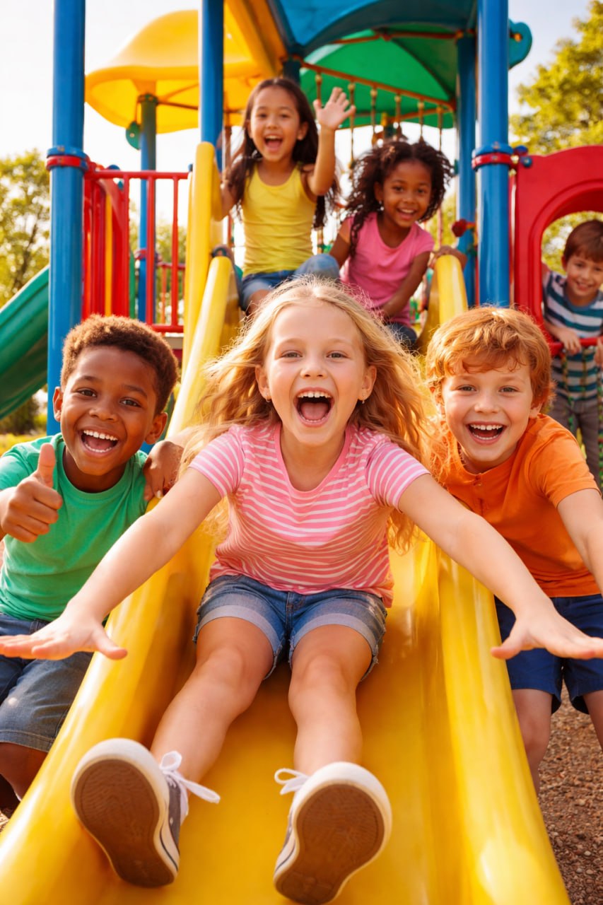 Children playing outside at Smarty Tots Too daycare in Newbern, TN